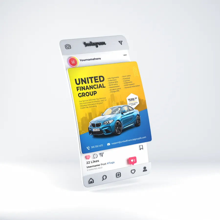 Instagram ad design for a car finance company